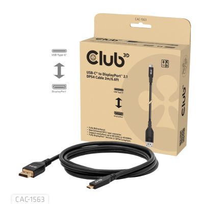 3. CLUB3D CAC-1563 adapter kablowy 2 m USB Type-C DisplayPort Czarny