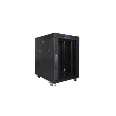 6. Szafa instalacyjna rack stojąca 19" 15U 600x800 czarna drzwi szklane LCD Lanberg (Flat Pack) V2
