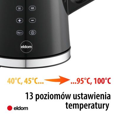 23. ELDOM CZAJNIK BEZPRZEWODOWY Z REGULACJĄ TEMPERATURY C540 JETTY 1,7 L 2200W CZARNY