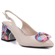 Czółenka na ozdobnym obcasie beżowe Vinceza 62278