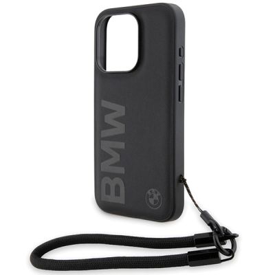 5. Etui BMW Signature Leather Wordmark Cord na iPhone 15 Pro - czarne