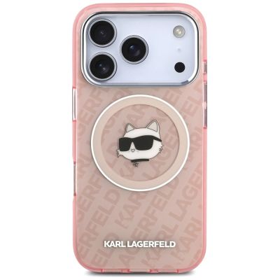 3. Etui Karl Lagerfeld IML Choupette Head Logo MagSafe na iPhone 17 Pro Max - różowe