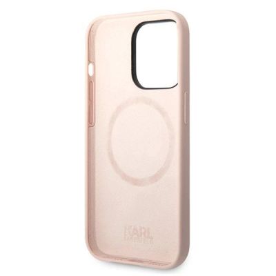 7. Etui Karl Lagerfeld Silicone Karl's Head MagSafe na iPhone 14 Pro - jasnoróżowe