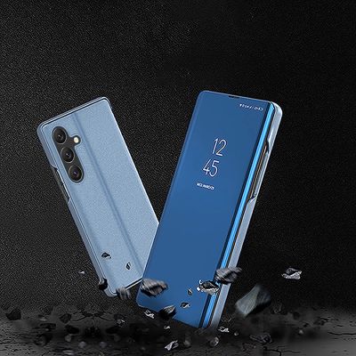 7. Clear View Case etui do Samsung Galaxy S25+ pokrowiec z klapką - niebieskie