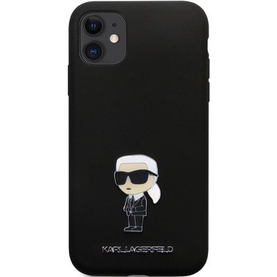 3. Etui Karl Lagerfeld Silicone Ikonik Metal Pin na iPhone 11 / Xr - czarne