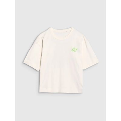 6. T-shirt regular z nadrukiem damski 4F 4FWSS25TTSHF1967-11S