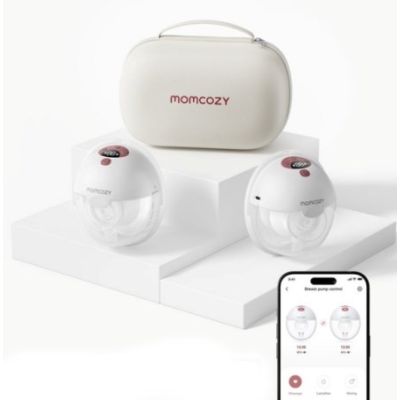 2. Momcozy M5 Smart Wearable Breast Pump – Laktator muszlowy | Sterowanie aplikacją, bezprzewodowy, podwójny, kolor czerwony