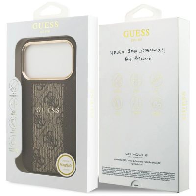8. Etui Guess 4G Stripe MagSafe na iPhone 17 Pro - brązowe