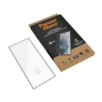 8. Szkło PanzerGlass E2E Microfracture antybakteryjne na Samsung Galaxy S22 Ultra - z czarną ramką