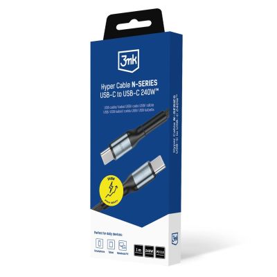 8. Kabel 3mk Hyper Cable N-SERIES USB-C / USB-C 1m PD 3.0  QC 3.0 48V / 5A 240W - czarny