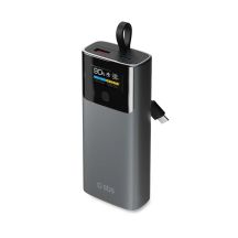 Powerbank SBS 10000mAh PD 20W z wyświetlaczem LCD i wbudowanym kablem USB-C - szary
