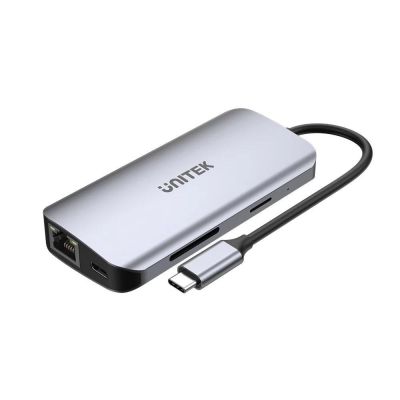 2. UNITEK AKTYWNY HUB USB-C 2X HDMI, CZYTNIK SD, 4K, RJ-45, PD 100W, 5 GBPS