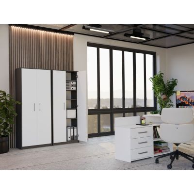 3. REGAŁ ZAMKNIETY OLIV 2D ANTRACYT/BIEL KOMPLET