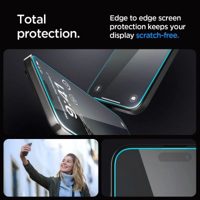 9. Szkło hartowane Spigen Glas.tR EZ Fit na iPhone 15 Pro Max - 2 szt.