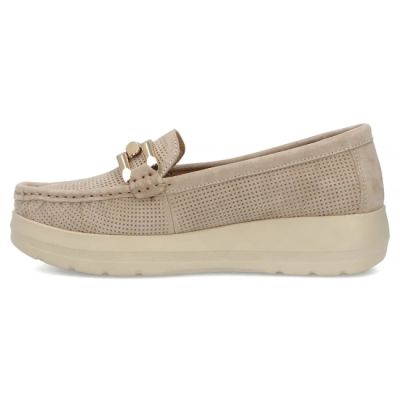 3. Skórzane mokasyny na koturnie beżowe Filippo DP7652