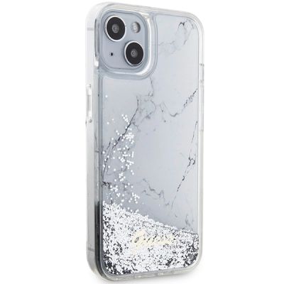 4. Etui Guess Liquid Glitter Marble na iPhone 14 - białe