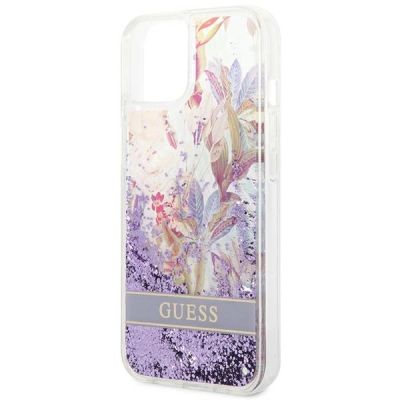6. Etui Guess Flower Liquid Glitter na iPhone 14 Plus - fioletowe