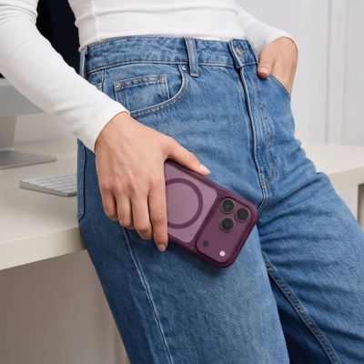 9. Etui Tech-Protect MagOne CC MagSafe + Szkło hartowane 2-Pack na iPhone 18 Pro / 17 Pro - przezroczysto-burgundowe