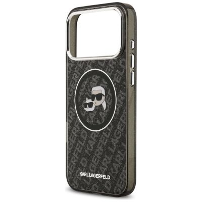 6. Etui Karl Lagerfeld IML Glitter Karl&Choupette Heads Logo MagSafe na iPhone 17 Pro Max - czarne