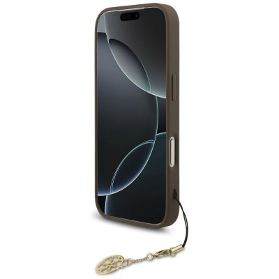 4. Etui Guess 4G Charms Collection MagSafe na iPhone 17 Pro - brązowe