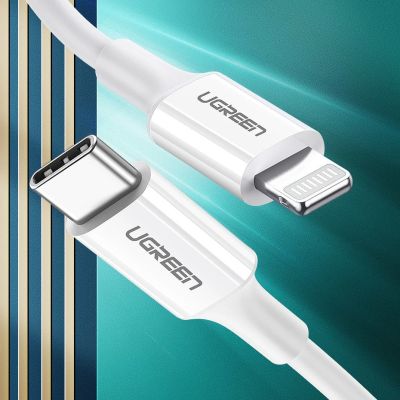 3. Kabel Ugreen US171 Lightning - USB-C MFi PD 20W 480Mb/s 1m - biały