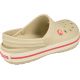Klapki Crocs Crocband W 11016 w kolorze beżowym z elementami w odcieniu białym i różowym, materiał Croslite, otwory na ozdoby Jibbitz