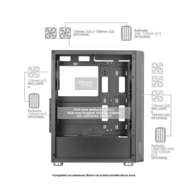 5. TACENS MARS MC-F 4x120mm ARGB ATX- obudowa