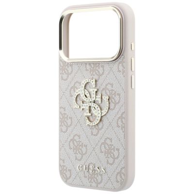 6. Etui Guess 4G & Big Strass Logo na iPhone 17 Pro / 18 Pro - różowe