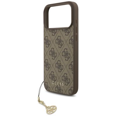 5. Etui Guess 4G Charms Collection MagSafe na iPhone 17 Pro Max - brązowe