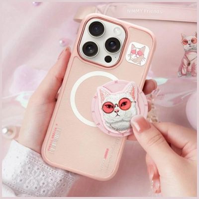 9. Etui Nimmy Glasses Cool Cat MagSafe na iPhone 16 Pro Max - różowe