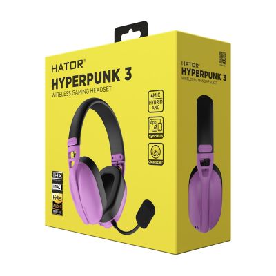 10. Słuchawki dla graczy Hyperpunk 3 Wireless bezprzewodowe fioletowe