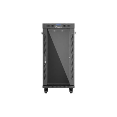 15. LANBERG SZAFA INSTALACYJNA RACK STOJĄCA 19" 24U 600X600 CZARNA DRZWI PRZESZKLONE LCD (FLAT PACK) V2