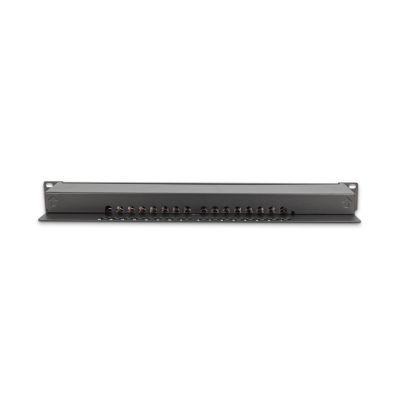 5. Digitus Panel krosowy (patch panel) 19'' 16x RJ45, LSA poziom, kat.6, ekranowany, 1U, czarny, prowadnica kabli