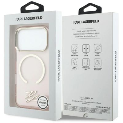 8. Etui Karl Lagerfeld IML KL Script Logo MagSafe na iPhone 17 Pro - różowe