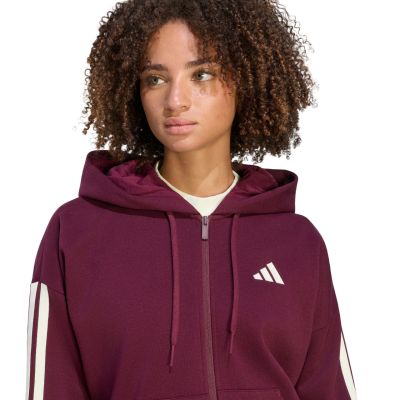 4. Bluza damska adidas Essentials 3-Stripes Full-Zip bordowa KX0785