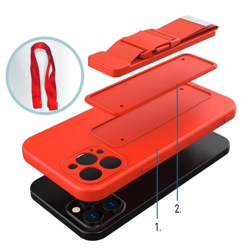 6. Rope case żelowe etui ze smyczą łańcuszkiem torebka smycz Xiaomi Redmi Note 10 5G / Poco M3 Pro niebieski