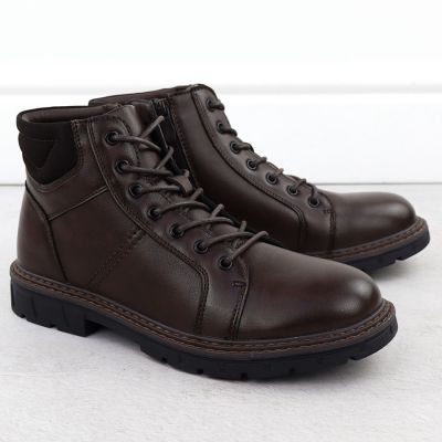 2. Botki męskie ocieplane trzewiki na suwaki brązowe VanHorn  AN71307