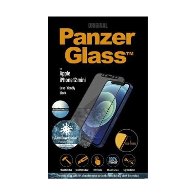 3. Szkło hartowane PanzerGlass E2E Anti-Glare na iPhone 12 Mini Case Friendly AntiBacterial Anti-Glare -  czarne