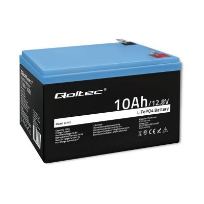 9. Qoltec 53713 Akumulator LiFePO4 Litowo-Żelazowo-Fosforanowy | 12.8V | 10Ah | 128Wh | BMS