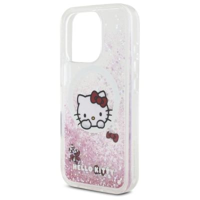 6. Etui Hello Kitty Liquid Glitter Sweet Kitty Bows MagSafe na iPhone 16 Pro - białe