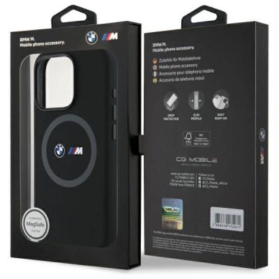 8. Etui BMW M Silicone Printed Ring MagSafe na iPhone 16 Pro Max - czarne