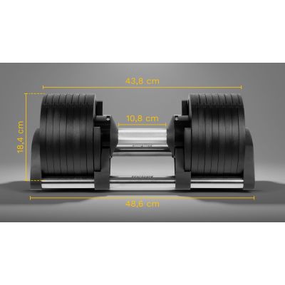 9. REBEL ACTIVE HANTEL ŻELIWNY REGULOWANY AUTOMAT 36KG, SKOK CO 2KG RBA-2332-36