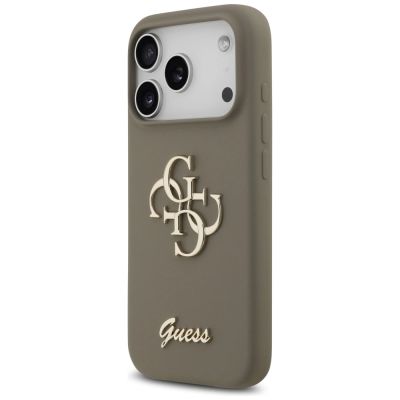 2. Etui Guess Silicone Big 4G Script na iPhone 17 Pro Max - brązowe
