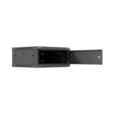 24. LANBERG SZAFA INSTALACYJNA RACK WISZĄCA 19" 4U 600X600 CZARNA DRZWI METALOWE (FLAT PACK)