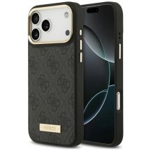 Etui Guess 4G Logo Plate MagSafe na iPhone 17 Pro Max - czarne