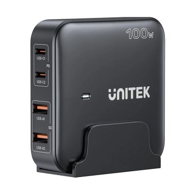 UNITEK ŁADOWARKA BIURKOWA GAN 100W 2XUSB-A 2XUSB-C CZARNA