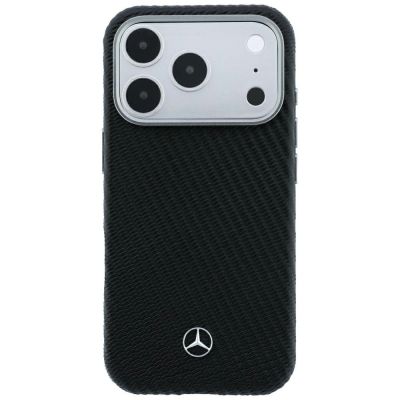 3. Etui Mercedes Leather Semi Wrap Wood Effect MagSafe na iPhone 17 Pro Max / 18 Pro Max - czarne