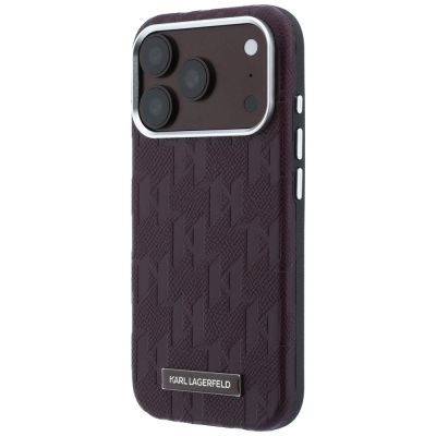 2. Etui Karl Lagerfeld Grained Mono Resin Logo MagSafe na iPhone 17 Pro / 18 Pro - burgundowe