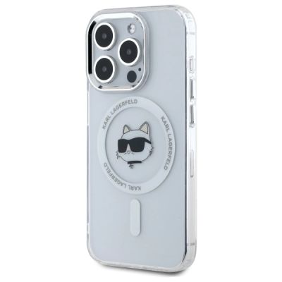 2. Etui Karl Lagerfeld IML Metal Choupette Head MagSafe na iPhone 15 Pro Max - białe