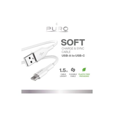 2. Kabel Puro Soft USB-A - USB-C 1,5m - biały